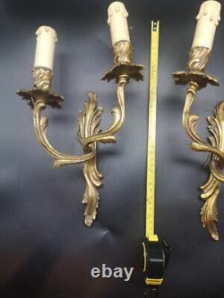 Massive Pair Of French Bronze Wall Lamps Sconces Louis XV Style
