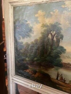Mid 19th Century French Louis XV or XVI Style Hand Painted Trumeau Mirror
