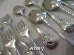 Mid 19th c French 950 silver 8 dessert forks 9 spoons Louis XVI st Lavallée
