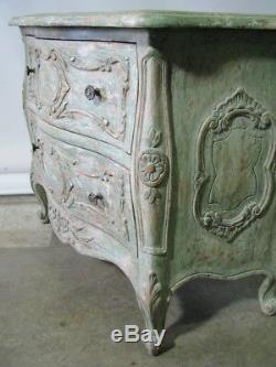 Minton Spidell Louis XV Distressed French Provincial Style 2 Drawer Stand Mint