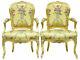 Near Pair Of 18th Century Louis Xv French Gilt Fauteuil Armchairs By Michard