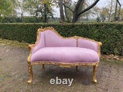 New French Louis XVI Style Bench Settee in Pink