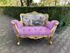New French Louis Xvi Style Settee In Pink Velvet And Gobelin