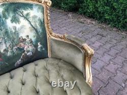 New Moss Green French Louis XVI Style Easy Chair Loveseat worldwide shipping