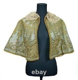 ORIGINAL 18TH CENTURY 1750's LOUIS XV FRENCH EMBROIDERED LADIE'S CAPELET / CAPE