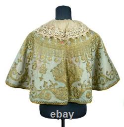 ORIGINAL 18TH CENTURY 1750's LOUIS XV FRENCH EMBROIDERED LADIE'S CAPELET / CAPE