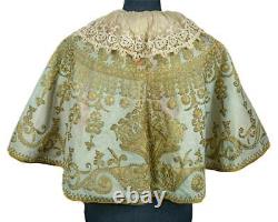 ORIGINAL 18TH CENTURY 1750's LOUIS XV FRENCH EMBROIDERED LADIE'S CAPELET / CAPE