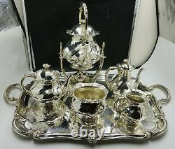 OVERSIZE French Christofle Silver Plate Louis XV Chrysanthemum Coffee & Tea Set