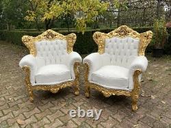 Old French Louis XVI Baroque 2 Chairs Worldwide Shipping