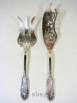 Old French Louis XVI Carved Silver Plated Cailar Bayard Fish Serving Set Marks