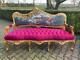 Old French Louis Xvi Style Sofa In Gobelin And Fuchsia Velvet