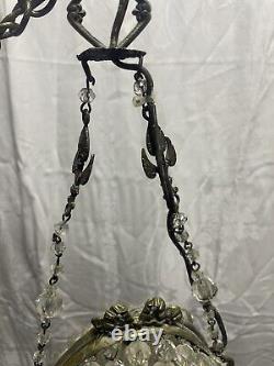 One Of A King Antique French Louis XVI Style Beaded Hanging Chandelier