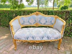 Opulent Antique French Louis XVI Corbeille Sofa Early 1900s