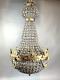 Opulent Vintage French Louis Xvi Chandelier Bronze With Gilded Gold Leaf Accents