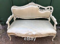 Original 18/19th Century Carved French Louis Boudoir Salon 2 Seater Sofa