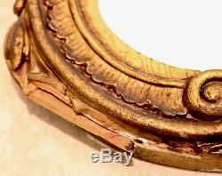 Ornate Antique mirror gold Gilt frame French Louis XV Style flowers heavy wood