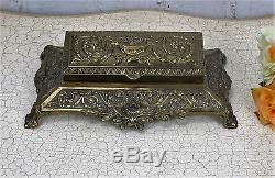 Ornate Brass Bronze Louis XV style stamp Box Holder Antique French