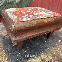 Outstanding Early Antique French Country Footstool Colonial Primitive Louis XI