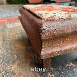 Outstanding Early Antique French Country Footstool Colonial Primitive Louis XI