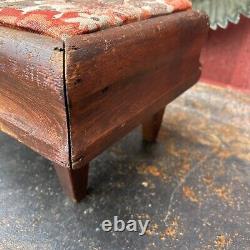 Outstanding Early Antique French Country Footstool Colonial Primitive Louis XI