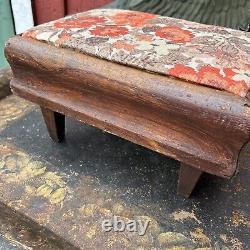 Outstanding Early Antique French Country Footstool Colonial Primitive Louis XI