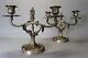 Pair Candle Holders Antique French Louis Bronze Silver Plated 19th 24cm/9.5