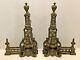 Pair French Brass Louis Xvi-style Chenets Double Urns Withking's Crown Decoration