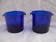 Pair Of Antique French Blue Cobalt Crystal Cooler, 19th Century