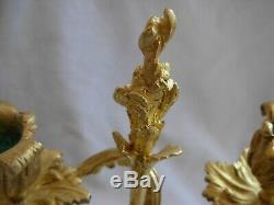 PAIR OF ANTIQUE FRENCH GILT BRONZE CANDLE HOLDERS, LOUIS XV STYLE, EARLY 20th