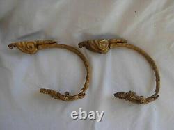 PAIR OF ANTIQUE FRENCH GILT BRONZE CURTAIN TIEBACKS, LOUIS 16 STYLE, LATE 19th