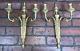 Pair Solid Brass French Louis Xvi Style 2 Arm Candle Wall Sconces