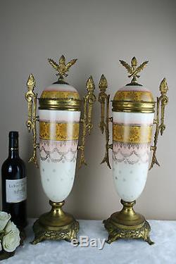 PAIR antique French louis XVI limoges porcelain vases