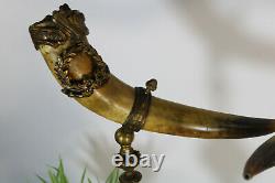 PAIR antique french cornucopia bronze horn statue louis XVI Decor