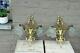 Pair Vintage French Brass Louis Xvi Sconces Wall Lights Tulip Shades