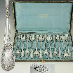 PUIFORCAT Antique French Sterling Silver 12pc Oyster Fork Set, Louis XV Pattern