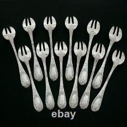 PUIFORCAT Antique French Sterling Silver 12pc Oyster Fork Set, Louis XV Pattern