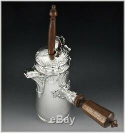 PUIFORCAT Antique French Sterling Silver Louis XV st. Chocolate Pot with Muddler