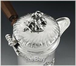 PUIFORCAT Antique French Sterling Silver Louis XV st. Chocolate Pot with Muddler