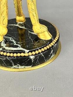 Pair 19th Century French Louis XVI Gilt Bronze 13 Ram Head Marble Cassolettes