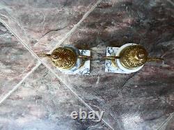Pair Antique Bronze/Marble Garnitures For French Louis 16 Portico Clock 19c