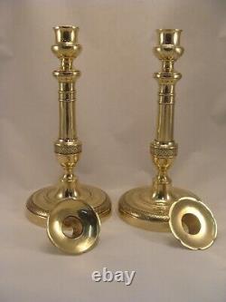 Pair Antique French Bronze Brass Candlesticks Louis VI period 18th. Century