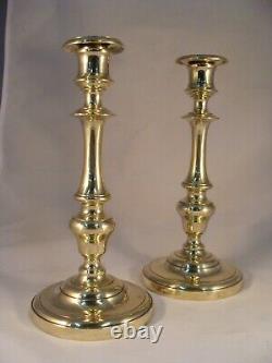 Pair Antique French Bronze Brass Candlesticks Louis XVI period 18th. Century