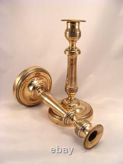 Pair Antique French Bronze Brass Candlesticks Louis XVI period 18th. Century