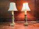 Pair Antique French Lamps Brass Louis Xvi Classical Doric Column Table Lamp