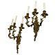 Pair Antique French Louis Xv Rococo Gilt Bronze Ormolu 3-light 22 Wall Sconces