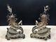Pair Antique French Louis Xv Rococo Style Bronze Brass Acanthus Andirons Vintage