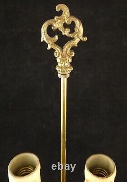 Pair Antique French Louis XV Style Gilt Bronze 2 Light Candelabra, 14 t. X 4 w