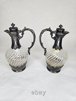 Pair Antique French Louis XVI Sterling Silver Léon Lapar Paris 1800's Decanters