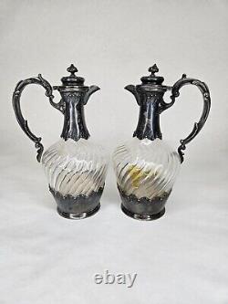 Pair Antique French Louis XVI Sterling Silver Léon Lapar Paris 1800's Decanters