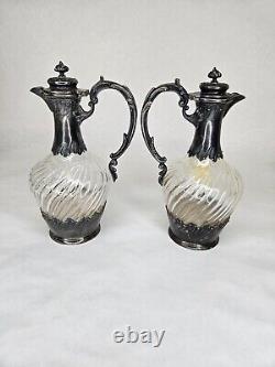 Pair Antique French Louis XVI Sterling Silver Léon Lapar Paris 1800's Decanters